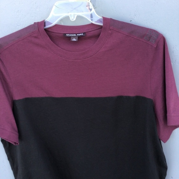 NK Men's Burgundy/Black Short Sleeve Slit Neck T-Shirt Size Medium - Picture 2 of 7